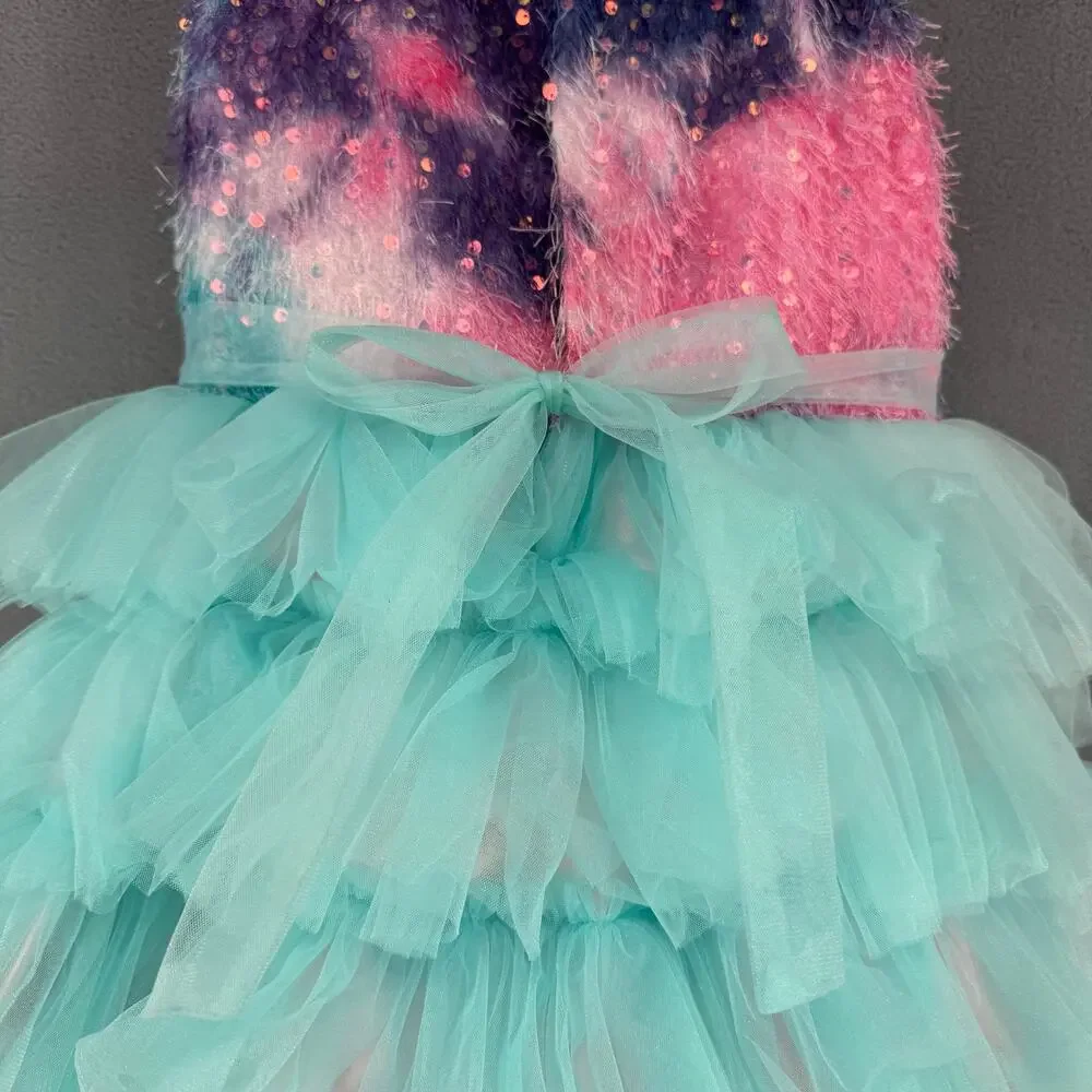 Veera Girls Pastel Rainbow Tutu Gown Maxi Dress 26‎ Made in India Party Fancy